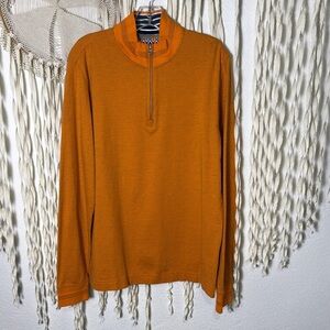 Robert Graham Men's Orange Knit Quarter Zip Long Sleeve Pullover Size Large